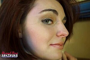 redhead coed ravyn rubs tits pokes shaved pussy toy