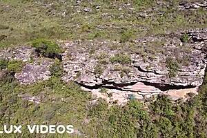 Curvy brunette roommate fucked on college trail adventure