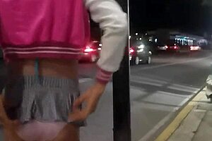 check out this hot tranny flashing big tits in tlalpan