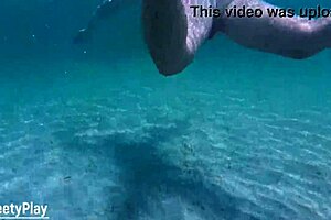Curvy Woman Swims Underwater Teasingly