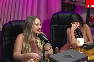 blonde big tits dives mouthfirst into brunette's wet pussy sucking hard