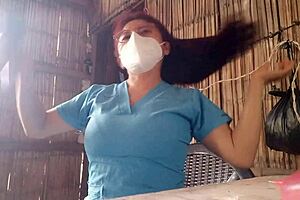 Real nurse rushes home horny, masturbates big pussy after hospital shift