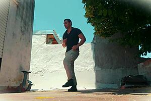 salsa dancer's muscular ass twerks naked outdoors close up