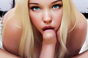 cute babe teases with slow seductive oral blowjob pleasure