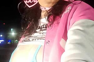 check out this hot tranny flashing big tits in tlalpan