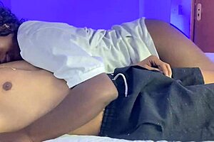 went to chill at my buddy's but his girl grabbed my huge cock and we fucked hard part one