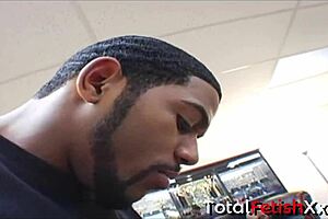 Ebony slut takes two monster bbcs deep in her tight ass