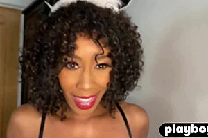 petite ebony milf misty stone teases perfect ass before fingering