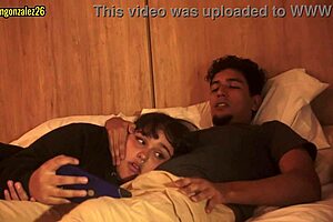 Chubby Argentinian deepthroats cock during movie close call