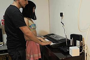 Beautiful 18+ Babe in Pink Skirt Fucked Hard on Piano!