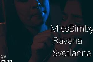 brunette slave licks toes hungrily like sweet dessert in femdom