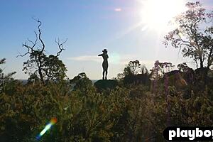 Hey Miluniel Louis strips naked outdoors flaunting sexy bubble butt!