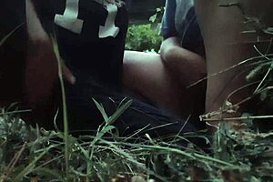 Outdoor panty masturbation leads to explosive girl orgasm 💦🌳