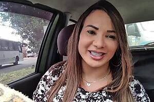 hey check out this sexy latina milf in the uber flashing her big clit before assfucking in the motel homemade style