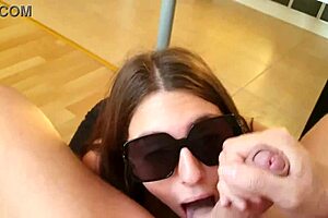 fitness model teen deepthroats manager cock backstage cum on tits pov