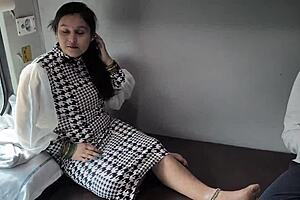 Train ride bends asian milf into secret doggystyle pounding