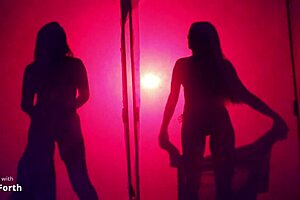 South American Bar Models Sensual Striptease Behind Screen Removing Lingerie Slowly