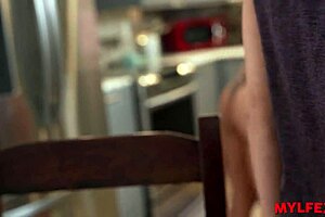 Cougar Milfs Hunt and Seduce the New Renter in Kitchen