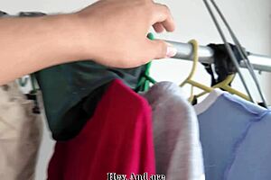 my busty colombian roomie flaunts her curves modeling close teasing every inch