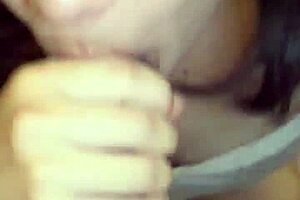 hot brunette babe sucks cock hard in closeup homemade bedroom action