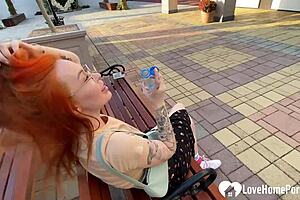 Amateur Picks Up Tattooed Redhead for Public Toilet Pov Thrill
