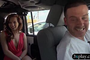 SEXY BRUNETTE FLASHES TITS AND RIDES COCK IN CAR FOR CASH