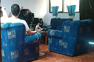 Latina moans loudly doggystyle fucked by boyfriend on hidden voyeur cam