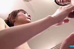 mature asian milf toyed fingered in shower then creampied deep in hairy pussy