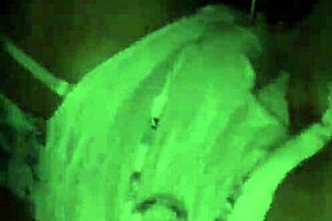 A big black ass bounces wildly on hood white guy inside moving car