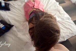 Curious hot brunette babe teases her wild slutty side with big cock cravings