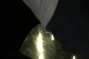 A big black ass bounces wildly on hood white guy inside moving car