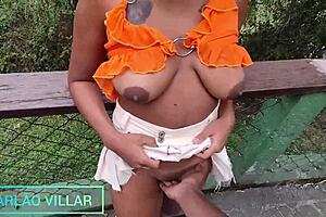 Brazilian Brunette Deepthroats Monster Cock