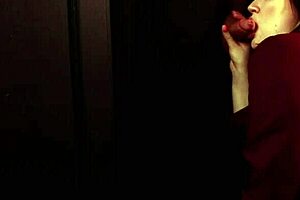 student deepthroats gloryhole cock till cum explosion