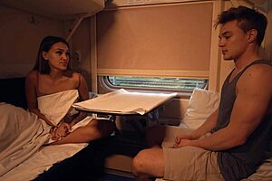 blonde bombshell moans wild on train ride with deepthroat and cum 😩🚂💦