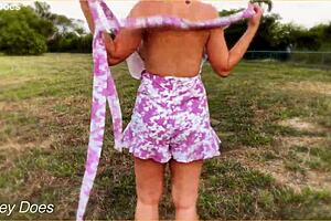 wife teases by stripping near busy hotel window