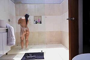 yo roommate sneaks in shower bends me over fucks my wet pussy doggystyle cowgirl deepthroat