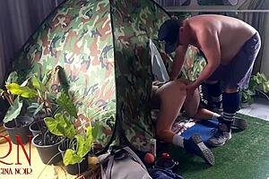 stranger dominates nudist goddess pussy pounding deep in forest camping spot
