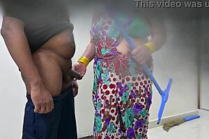 telugu maid's huge natural tits bounce during fun with landlord