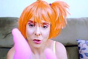 misty takes monster dildo deep in tight anal hole