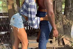 bbc bull barebacks busty brazilian hotwife anal creampie on farm