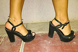 Sexy Virgin Latina Sol Teases in Miniskirt and High Heels