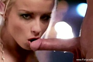 whoa experienced bikini blonde deepthroats poolside then swallows massive cumshot