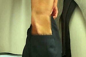 guy strokes huge cock in public fitting room 😈🍆