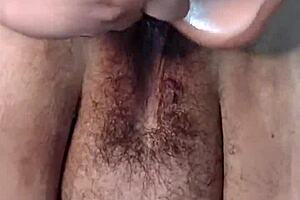 Fat hairy milf pussy gets brutally fist fucked up close.