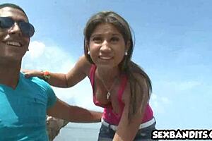 First-Time Colombian Beauty Bares Her Big Tits And Ass!