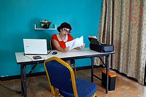 Horny Secretary Exposes Wet Pussy Under Desk Cam