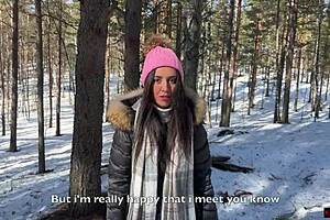 stranger fills my pussy with cum deep in snowy forest