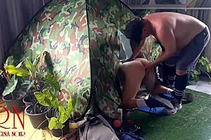 stranger dominates nudist goddess pussy pounding deep in forest camping spot