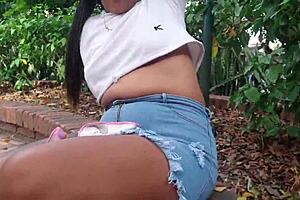 Horny Colombian Lesbians Thrill Masturbating Pussies Daringly In Public Park