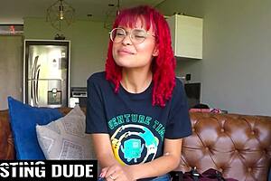 Nerdy Redhead Latina Delivers Intense POV Oral Session
